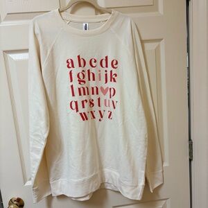 Cream Alphabet Print Sweatshirt 2XL Valentine’s Day